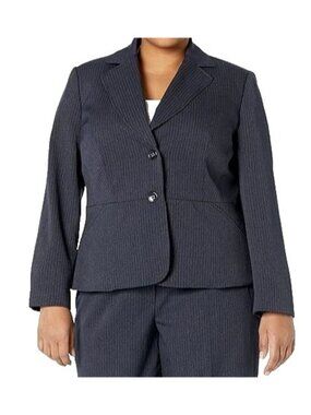 Le Suit Womens Size 14W  Plus Size  Navy Striped Blazer Jacket Business NEW
